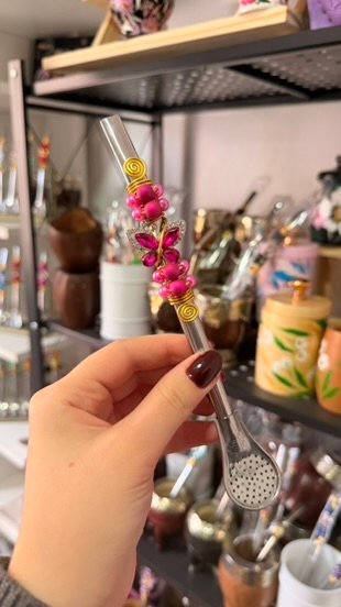 Bombilla con Mariposa de brillos - Imagen 4